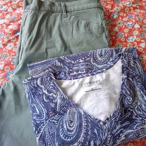 NWOT Lee 16 Straight Leg Pants Trausers And Free Catherine's 2x Blouse T Shirt